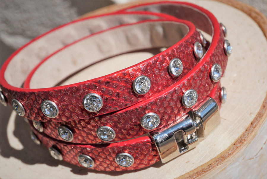 Averey Double Wrap Leather Cuff Bracelet, Wrist Wrap w/ Button Stud – Lisa  M. Cantalupo